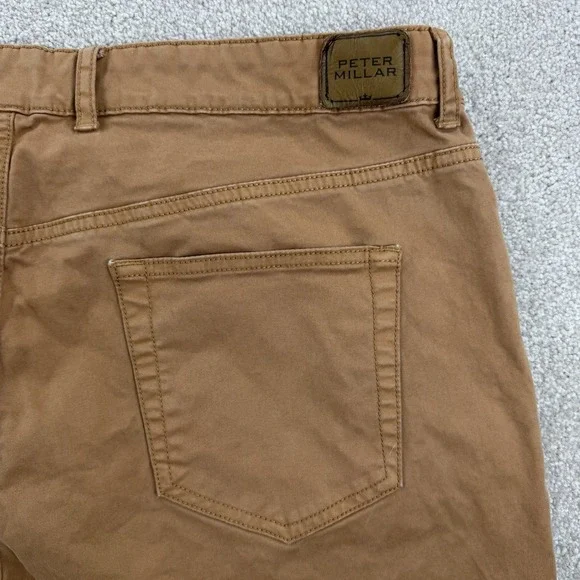 Peter Millar Pants Mens 38 Khaki Tan 5 Pocket Chino Flat Front Golf Casual Twill - Picture 10 of 10